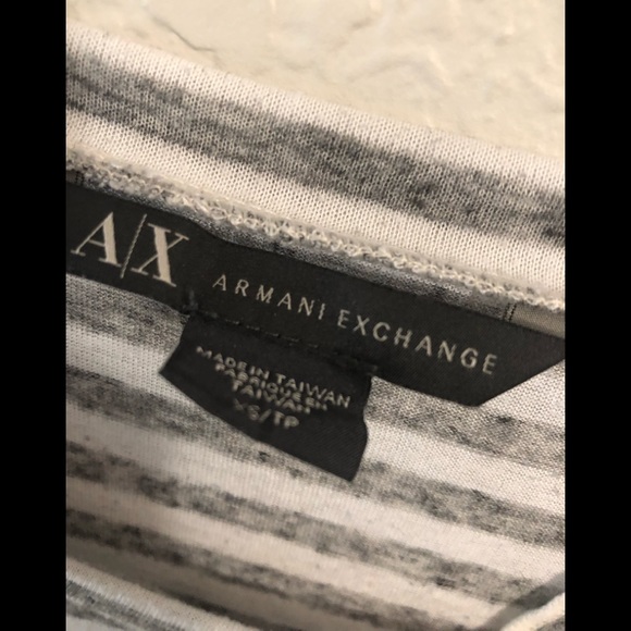 AX Armani Exchange Striped Tee XS Gray - Picture 4 of 6